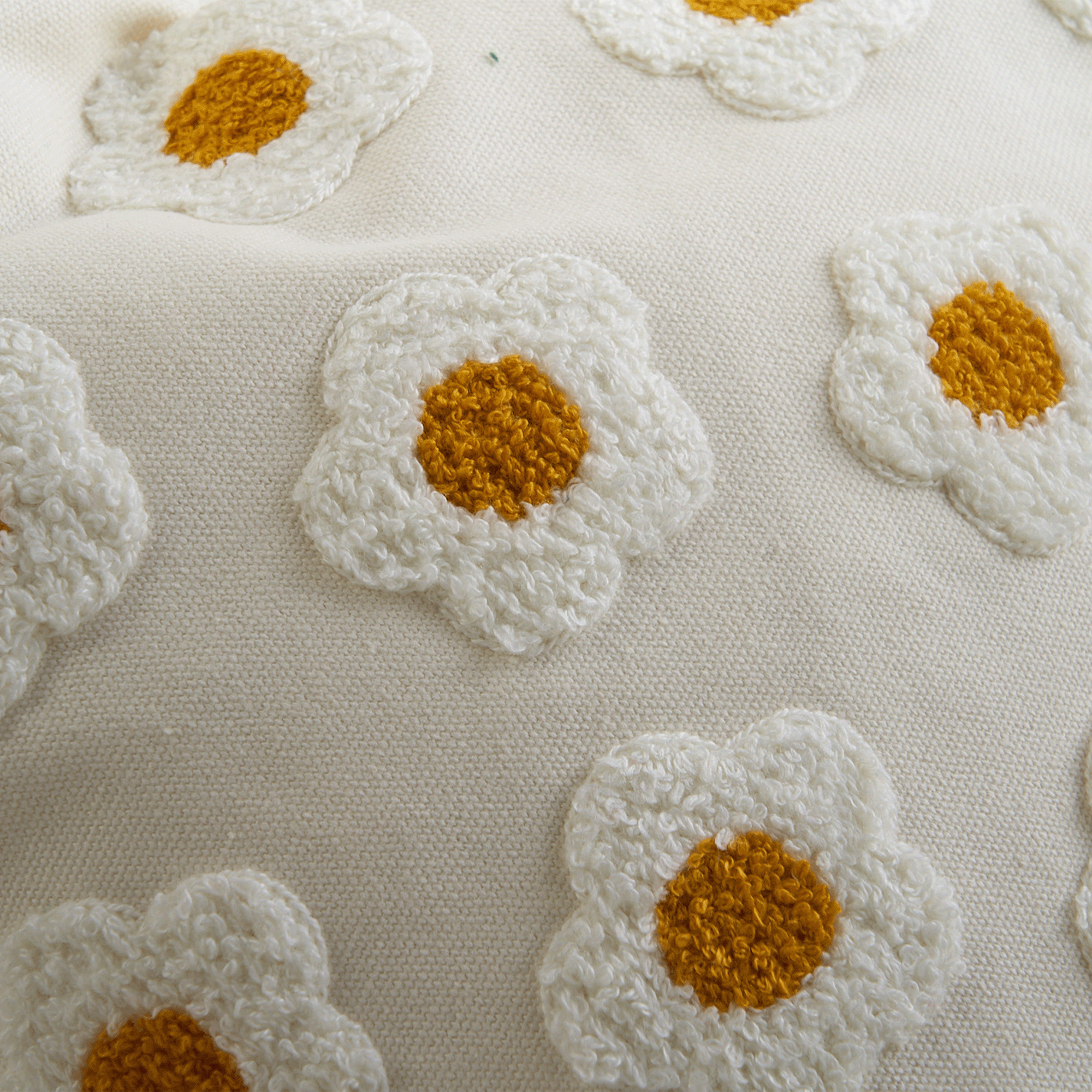 Tufted Daisy Pillow Cover with Floral Texture