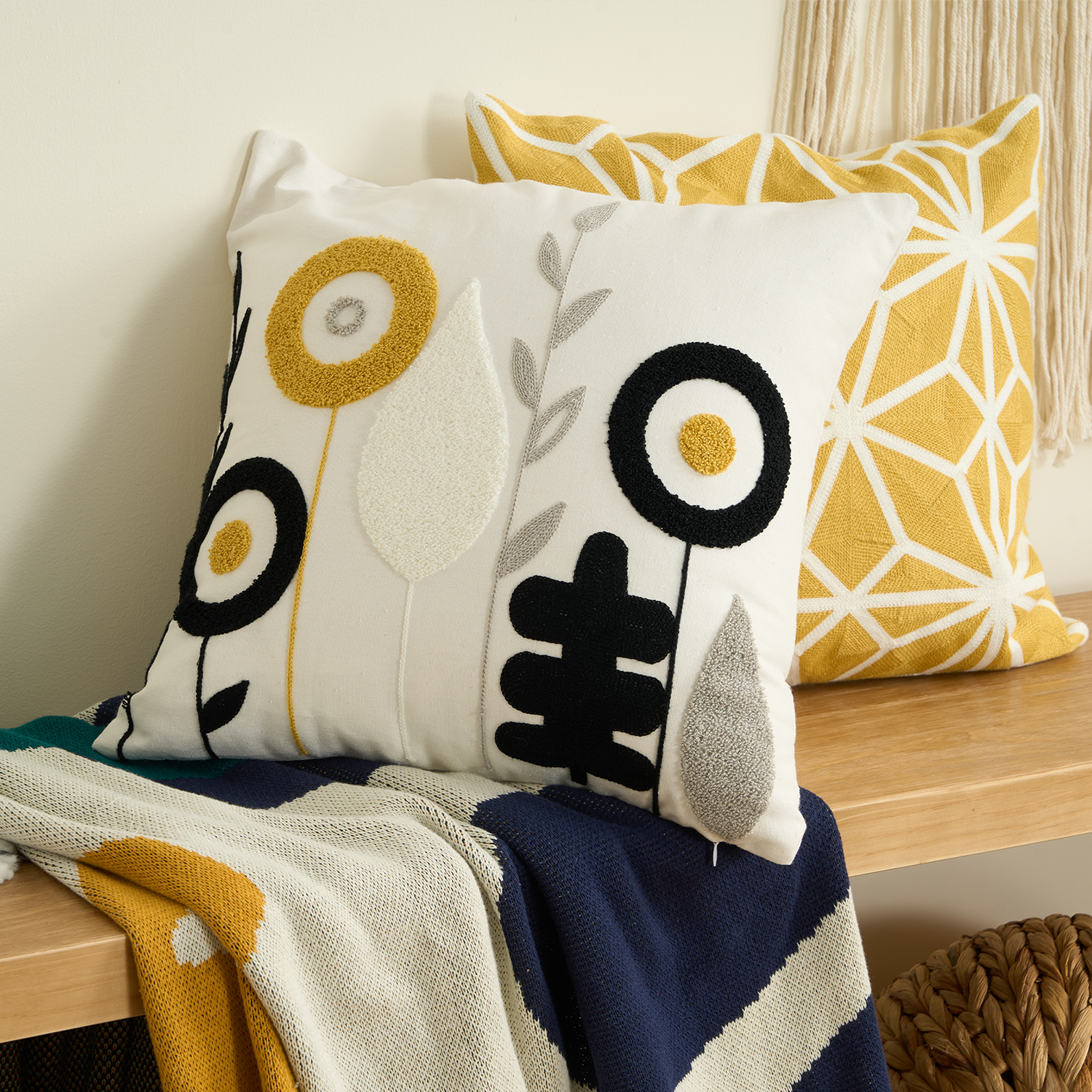 Tufted Floral Cushion Cover with Soft Texture