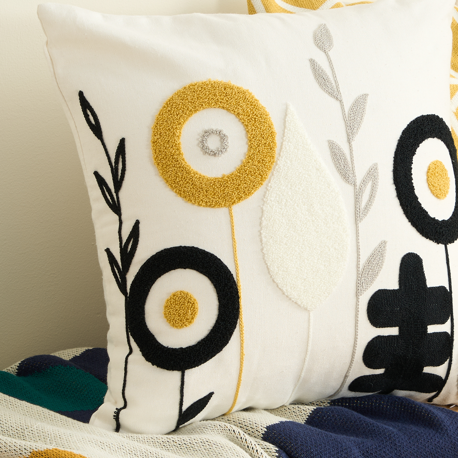 Tufted Floral Cushion Cover with Soft Texture
