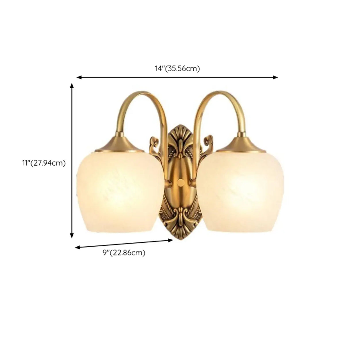 Vintage Brass Gooseneck Glass Shade Wall Sconce - HomeyFad