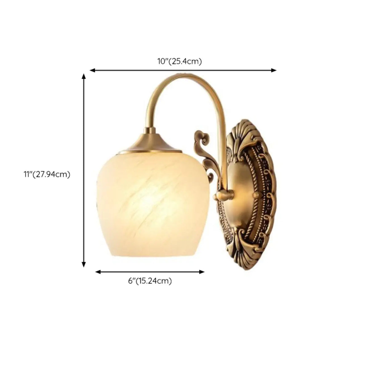 Vintage Brass Gooseneck Glass Shade Wall Sconce - HomeyFad