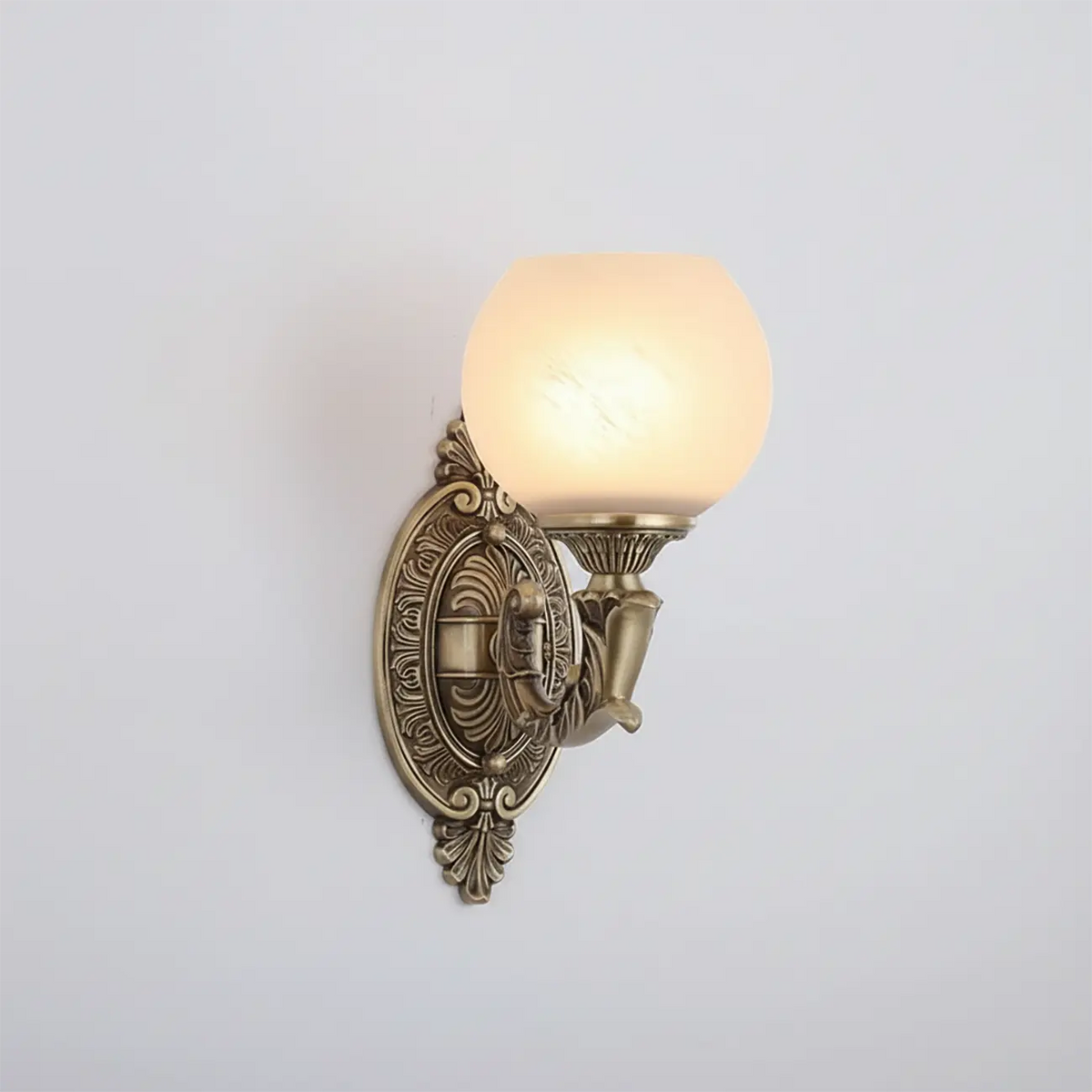Vintage Brass Lotus Glass Shade Wall Sconce Light - HomeyFad