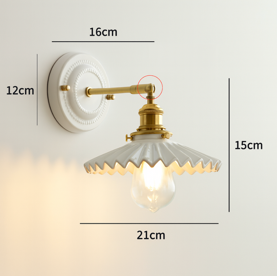 Vintage Ceramic Wall Sconce with Brass Finish