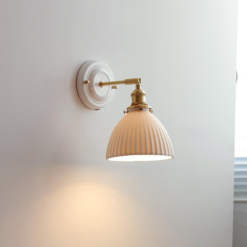 Vintage Ceramic Wall Sconce with Brass Finish