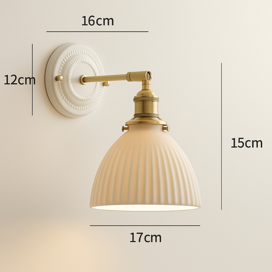 Vintage Ceramic Wall Sconce with Brass Finish