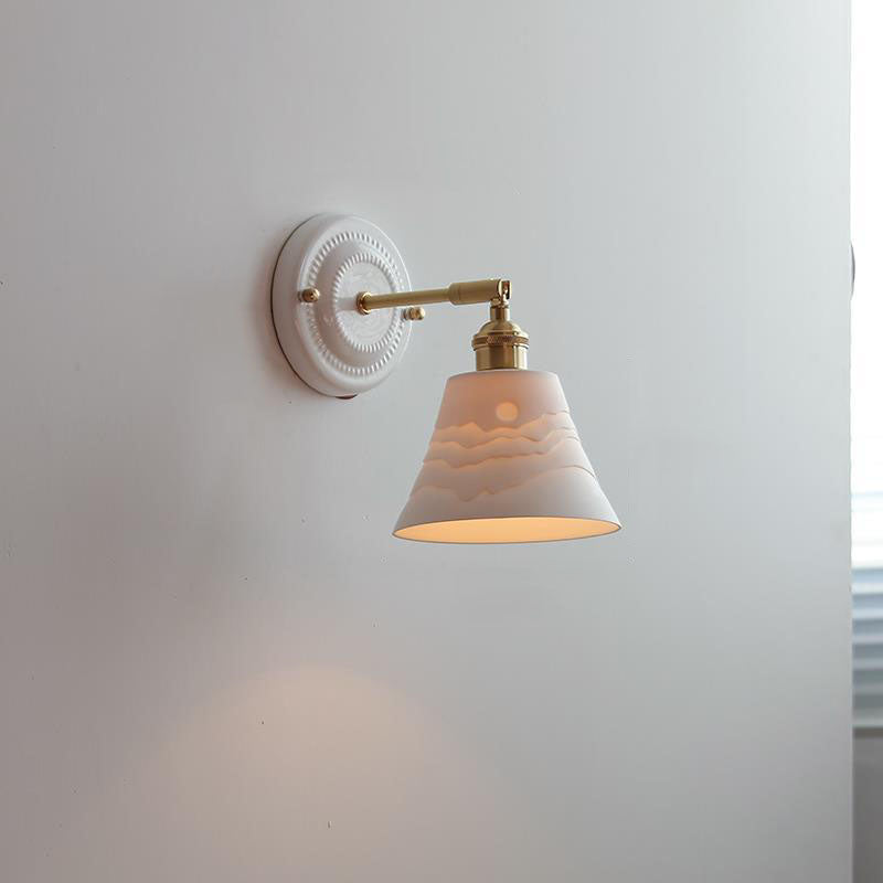 Vintage Ceramic Wall Sconce with Brass Finish