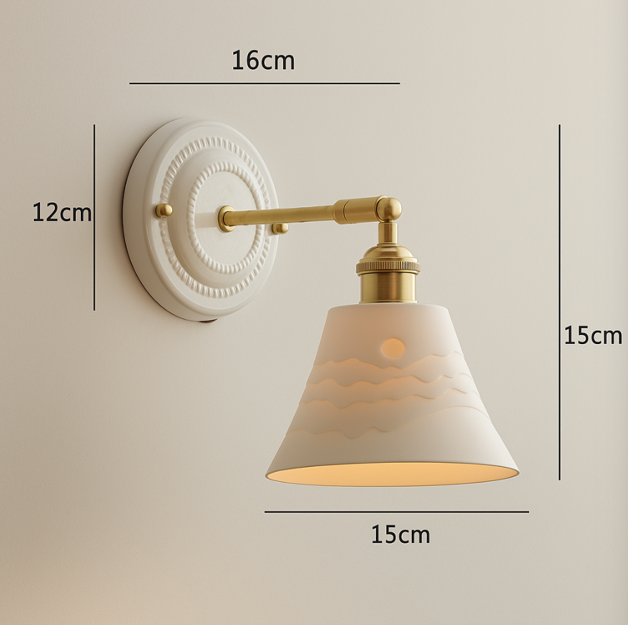 Vintage Ceramic Wall Sconce with Brass Finish