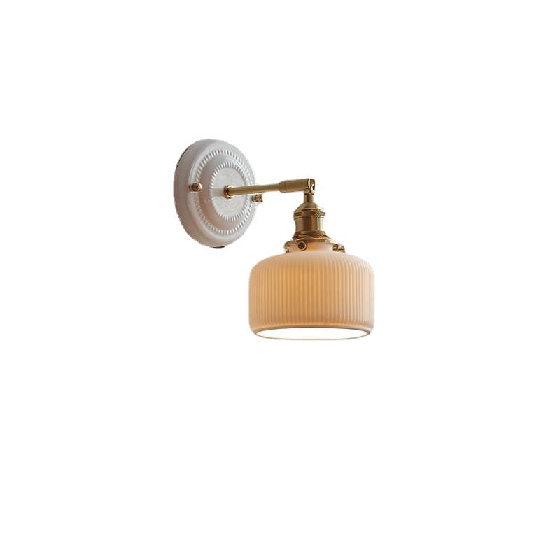 Vintage Ceramic Wall Sconce with Brass Finish
