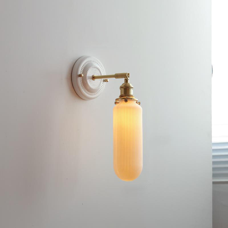 Vintage Ceramic Wall Sconce with Brass Finish