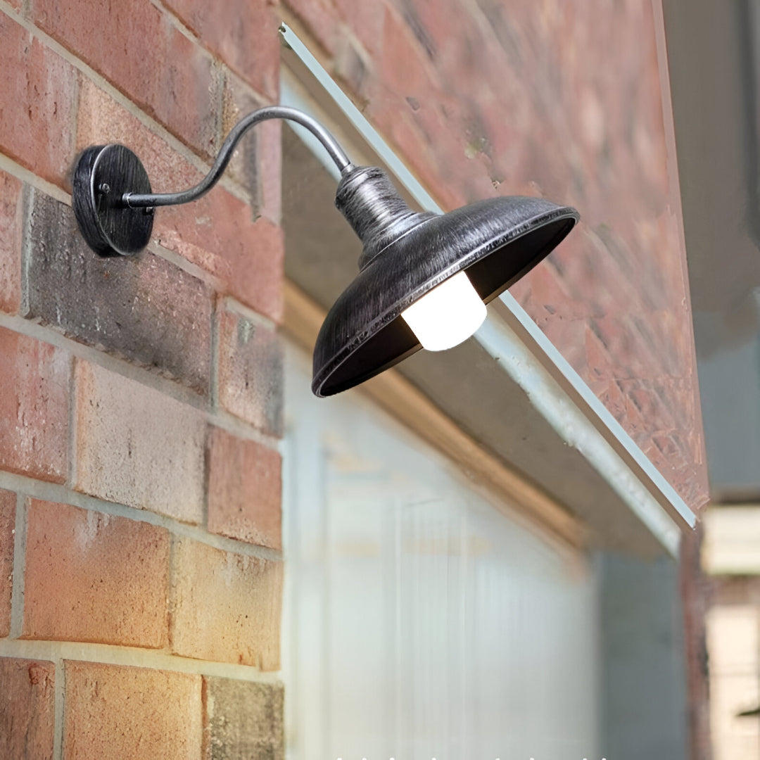 Vintage Iron Wall Sconce with Wide Bowl Shade