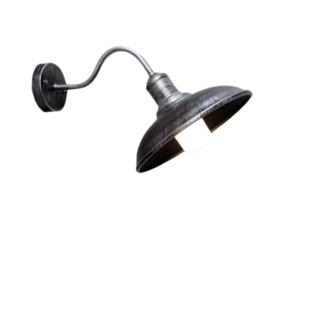Vintage Iron Wall Sconce with Wide Bowl Shade
