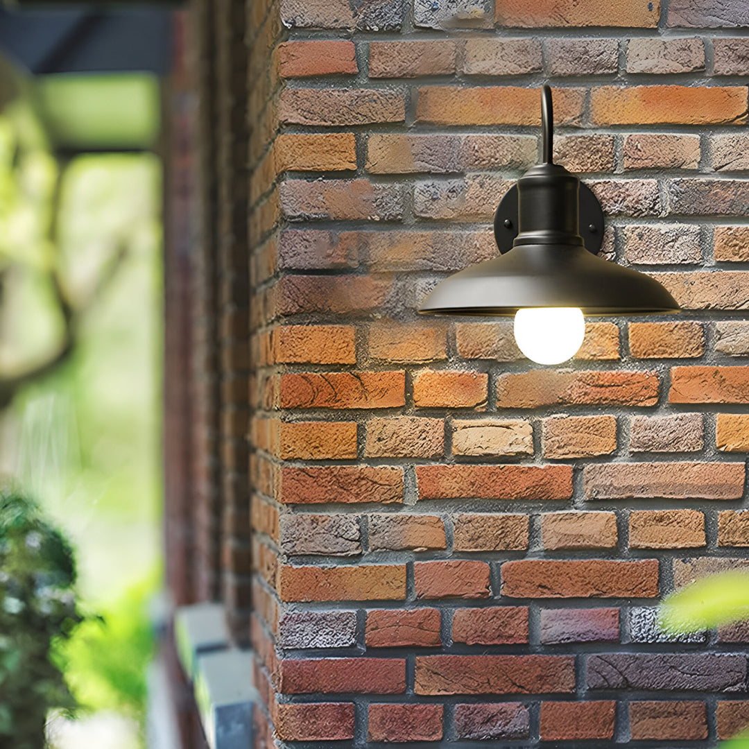 Vintage Iron Wall Sconce with Wide Bowl Shade