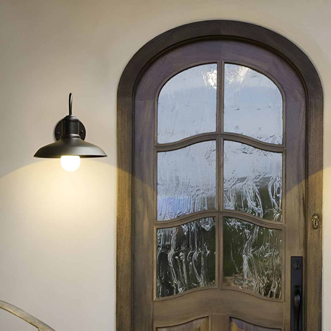 Vintage Iron Wall Sconce with Wide Bowl Shade