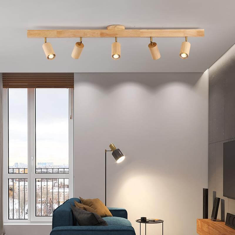 Wood Beam Track Ceiling Light Multi Head
