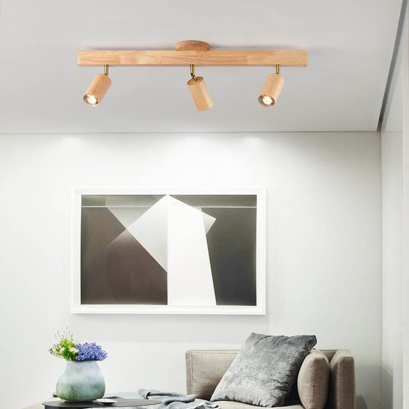 Wood Beam Track Ceiling Light Multi Head
