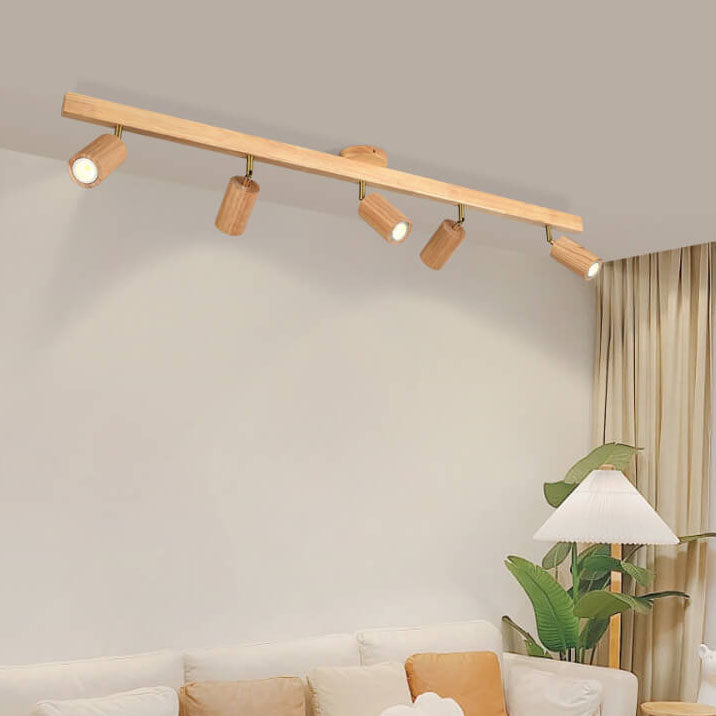 Wood Beam Track Ceiling Light Multi Head