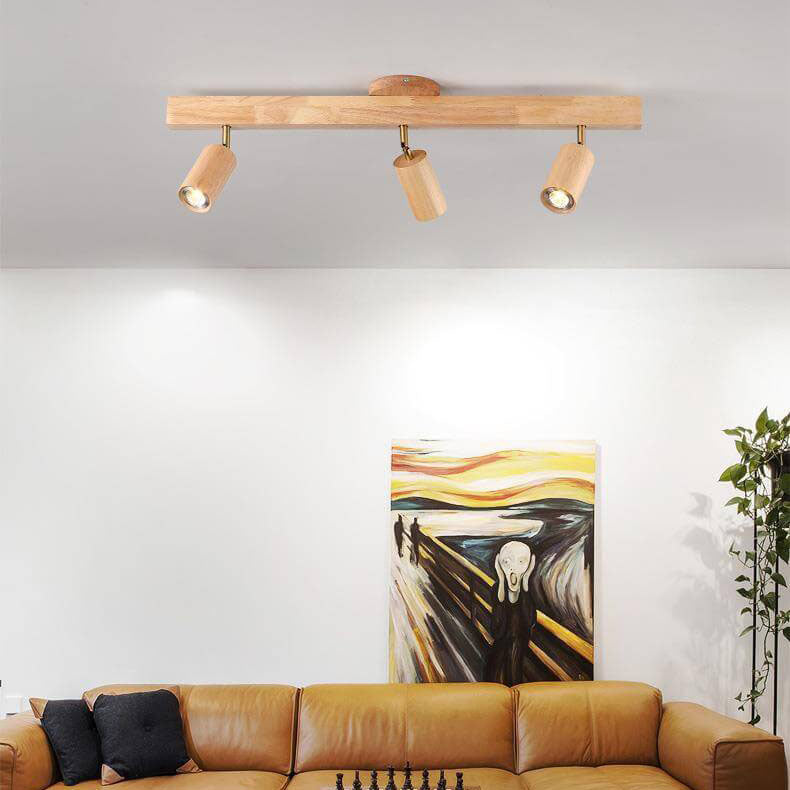 Wood Beam Track Ceiling Light Multi Head
