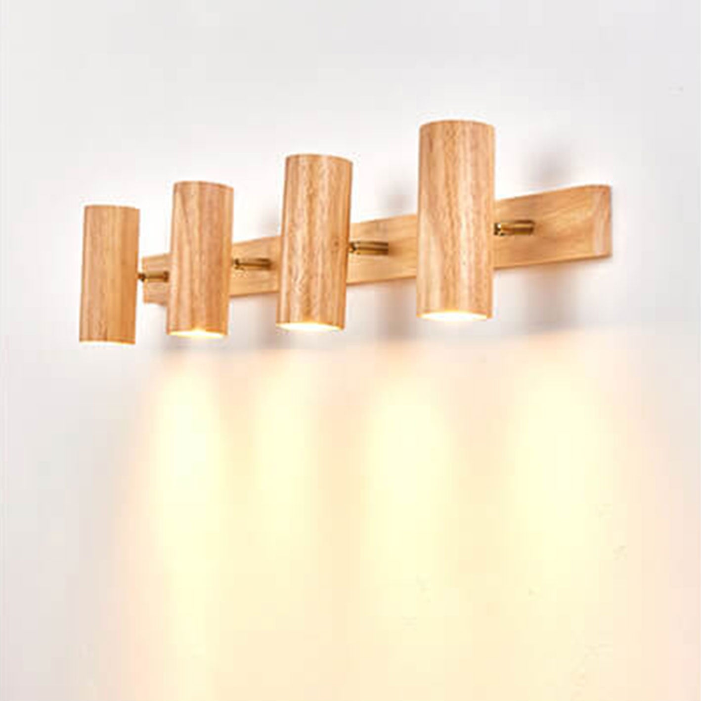 Wood Cylinder LED Wall Light Multi Beam