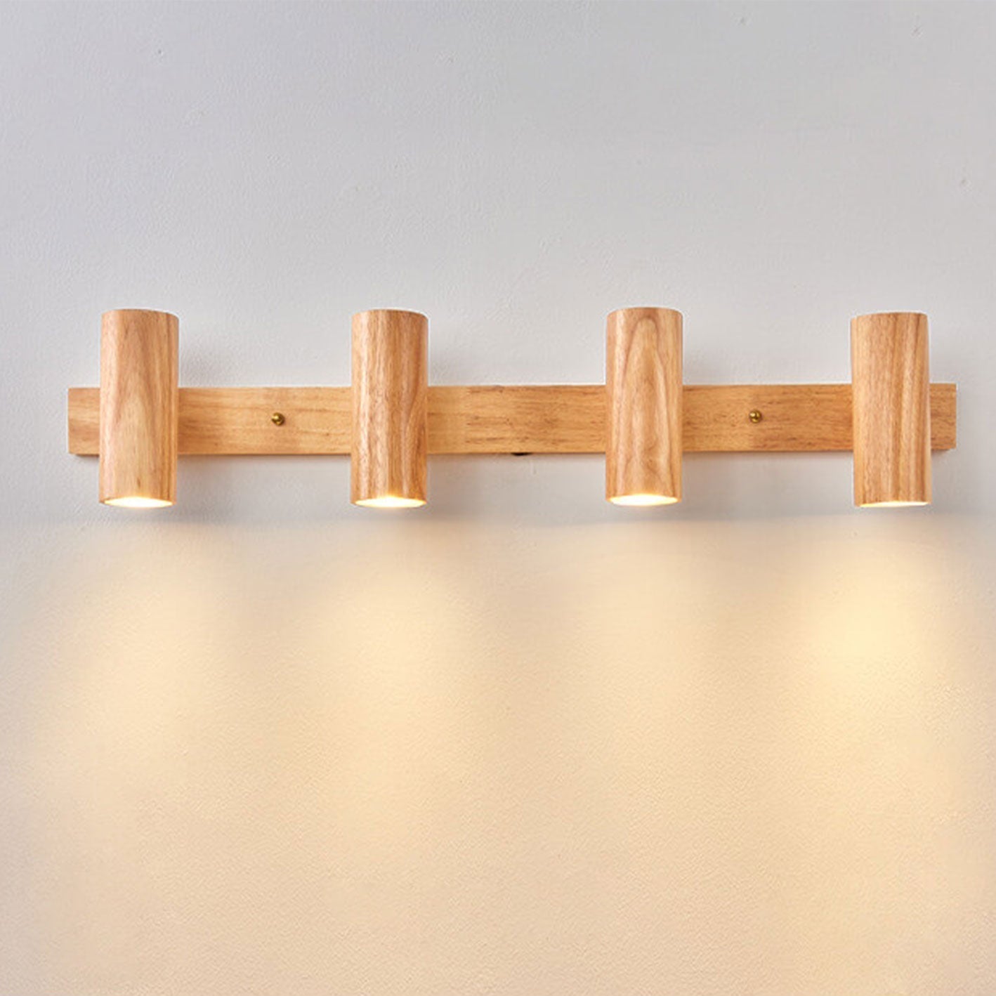 Wood Cylinder LED Wall Light Multi Beam