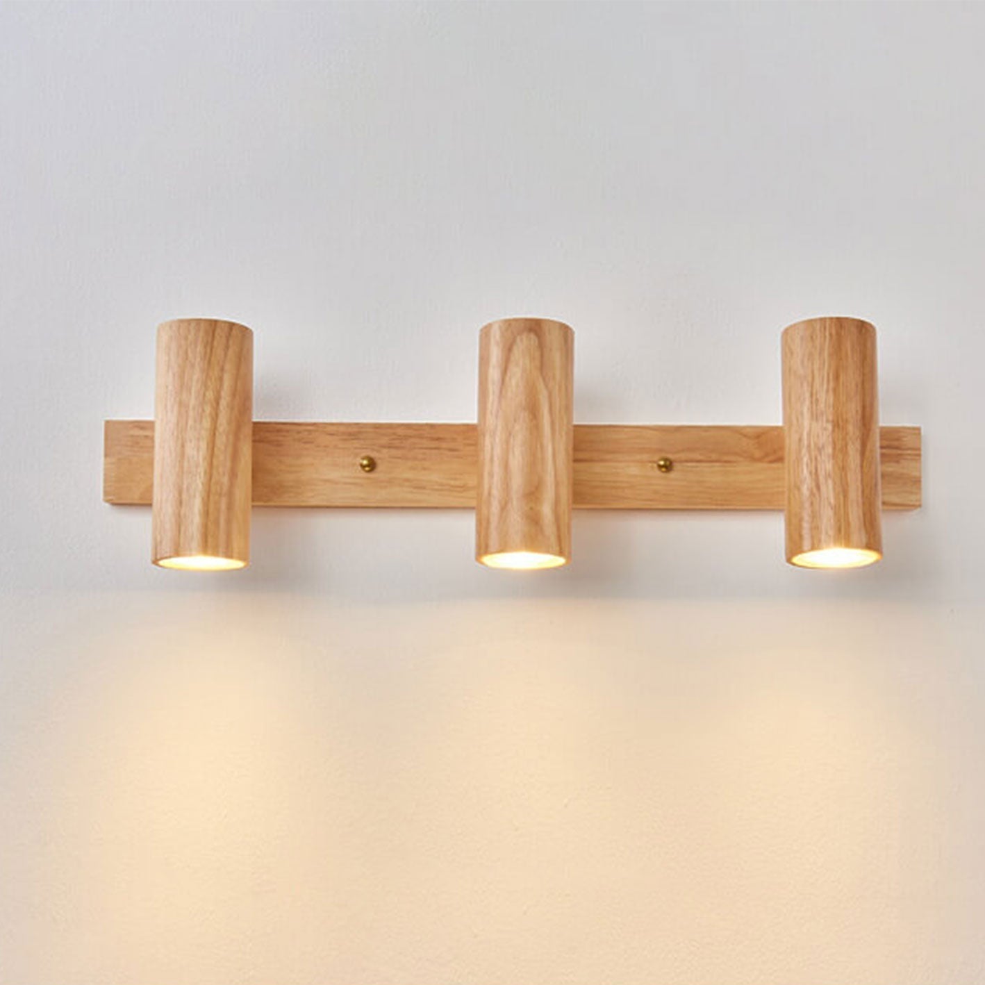 Wood Cylinder LED Wall Light Multi Beam