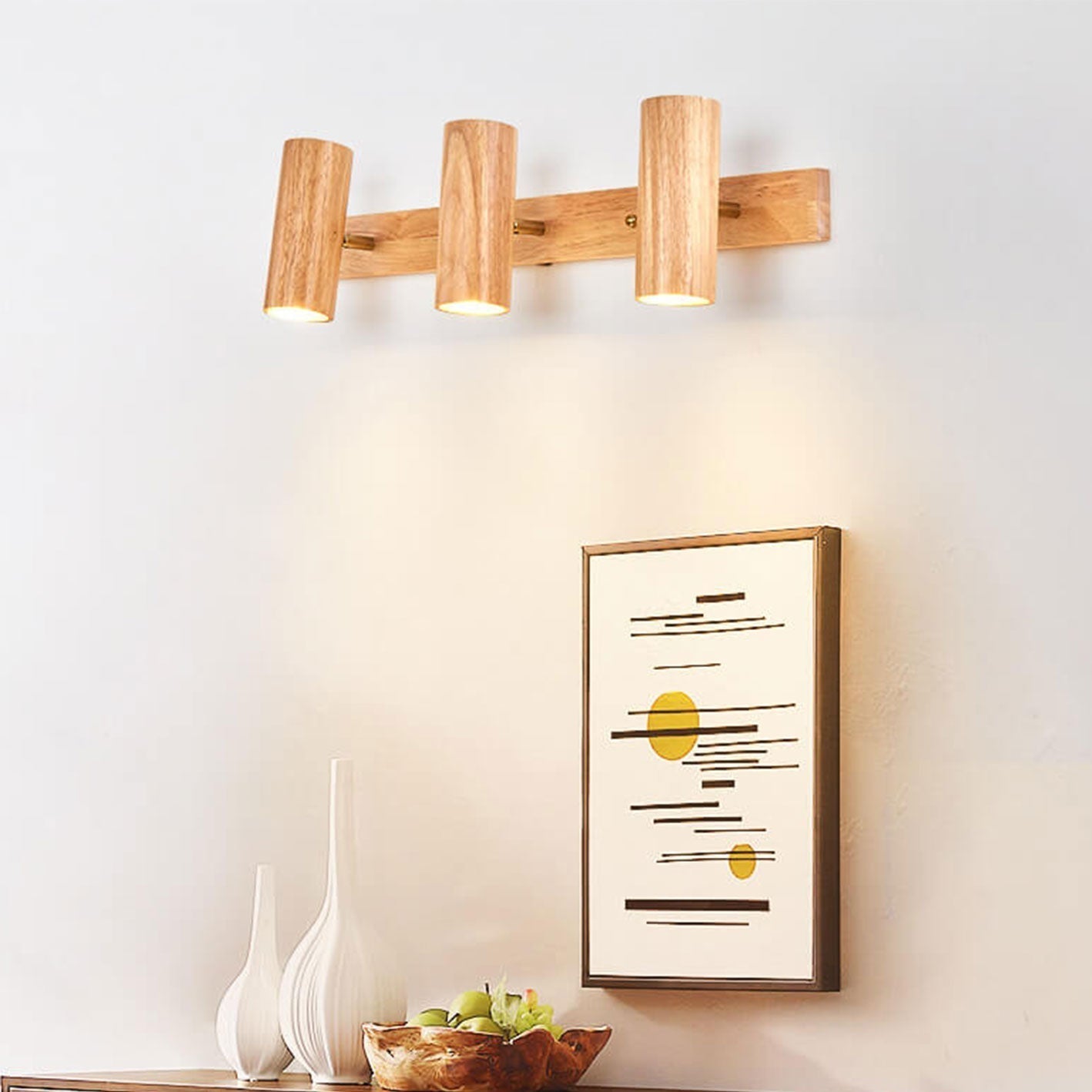 Wood Cylinder LED Wall Light Multi Beam