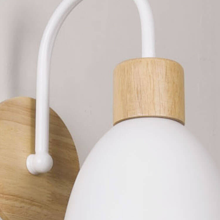 Wood Dome Wall Light with Curved Arm