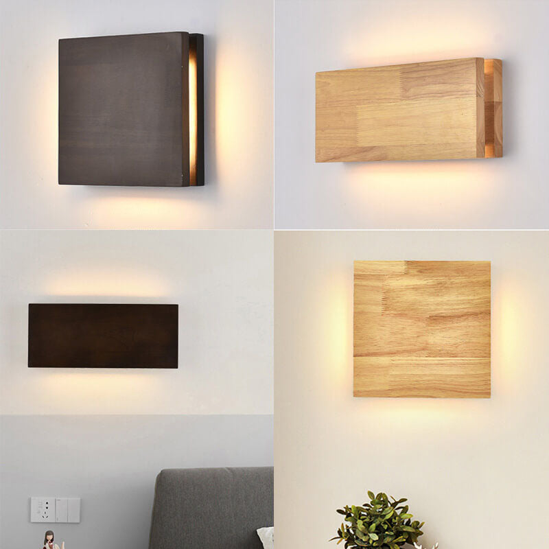 Wood Panel LED Wall Light with Side Glow
