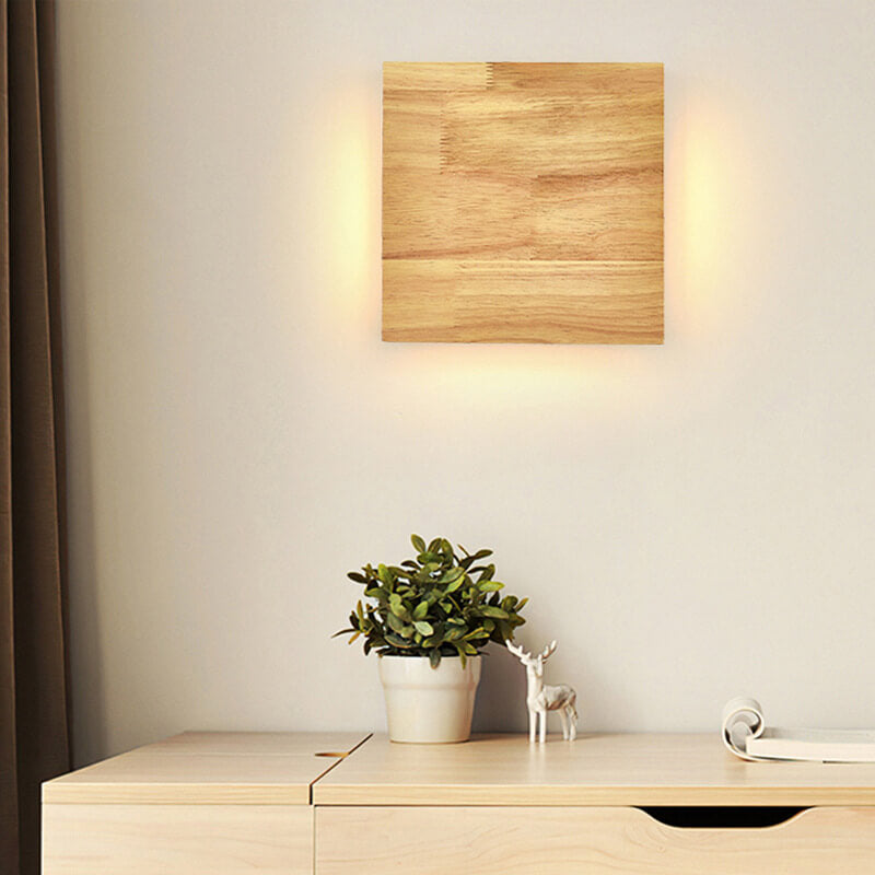 Wood Panel LED Wall Light with Side Glow
