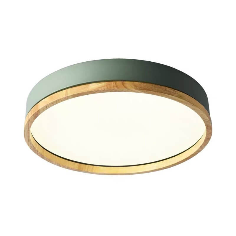 Wood Trim Round LED Flush Ceiling Light