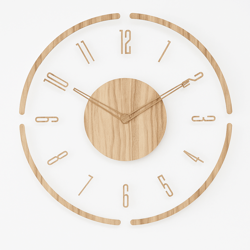 Wood Wall Clock with Transparent Acrylic Ring
