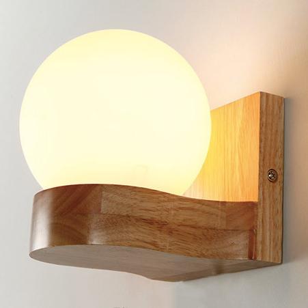 Wood and Glass Globe Wall Light 1 or 2 Light