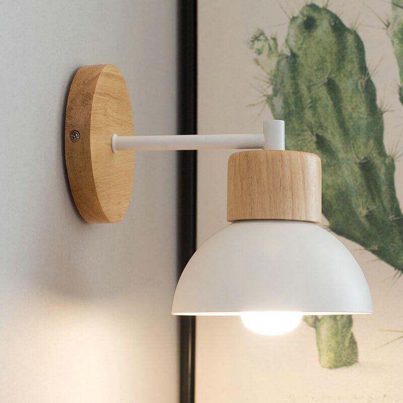 Wood and Iron Dome Wall Light Two Tone