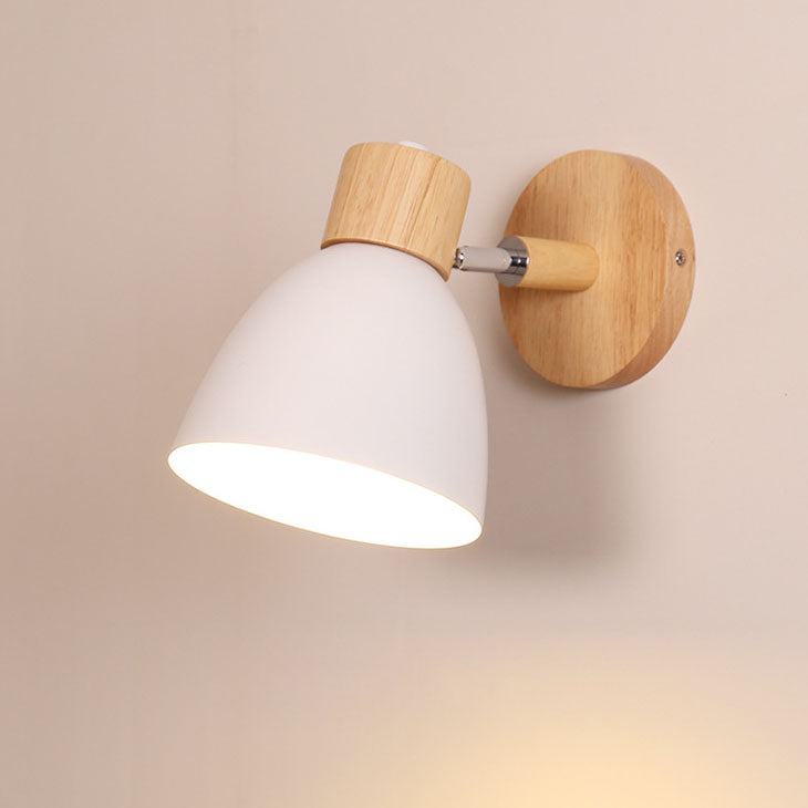 Wood and Metal Cone Wall Sconce with Switch