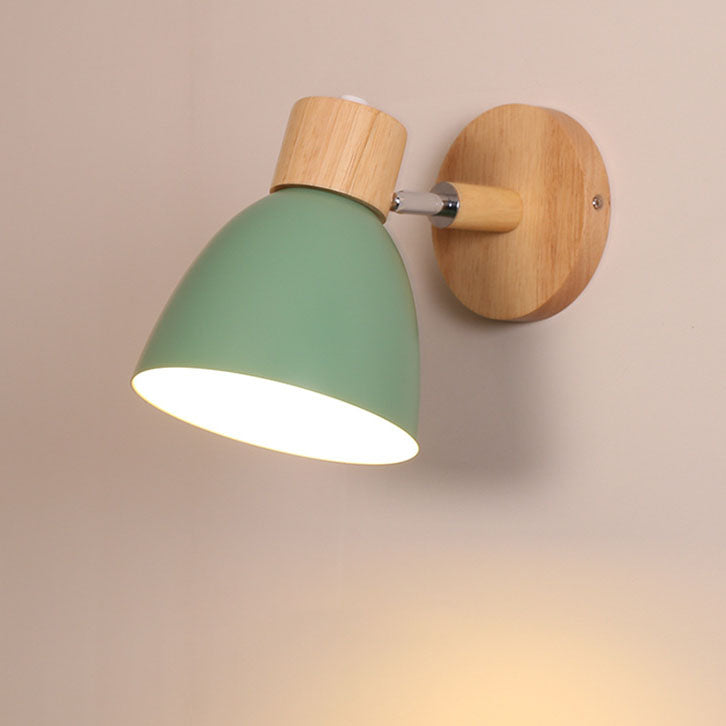 Wood and Metal Cone Wall Sconce with Switch