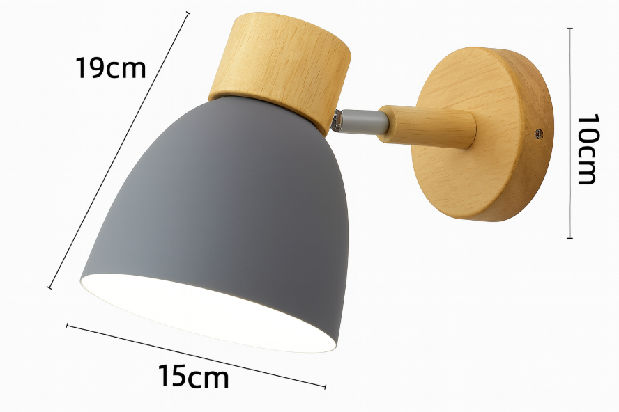 Wood and Metal Cone Wall Sconce with Switch