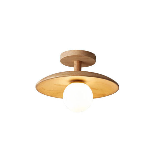 Wooden Dome Ceiling Light with Glass Globe