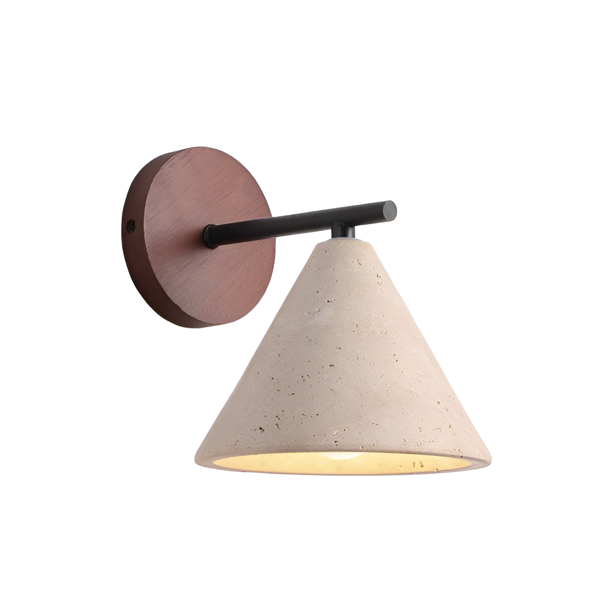 Travertine Cone Wall Sconce with Wood Base