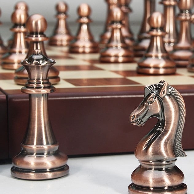 Acrylic Pieces Large Metal Chess Set - Image 3