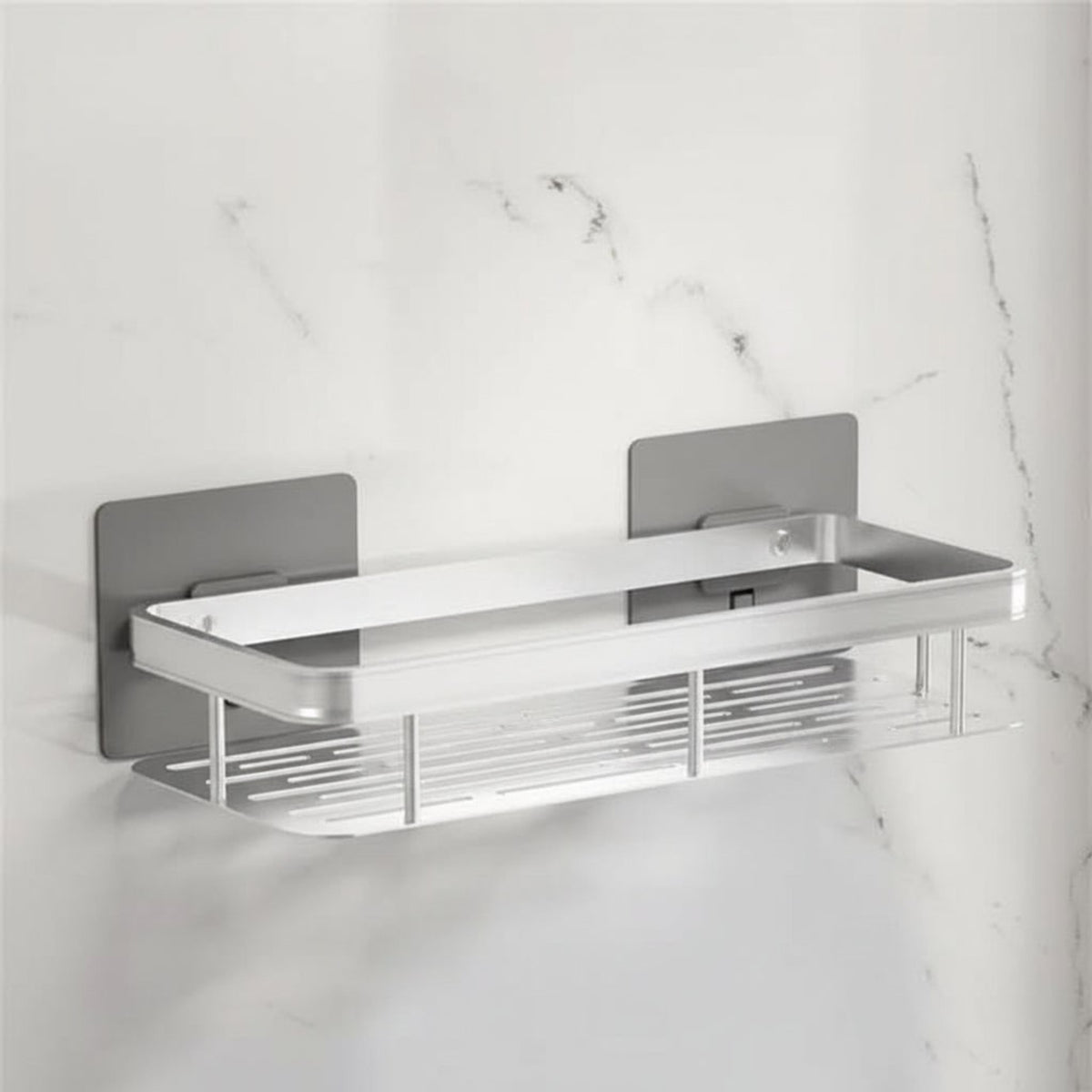 Adhesive Bathroom Shelf Drill-Free Stainless Steel Shower Caddy For Shampoo And Toiletries - Image 5