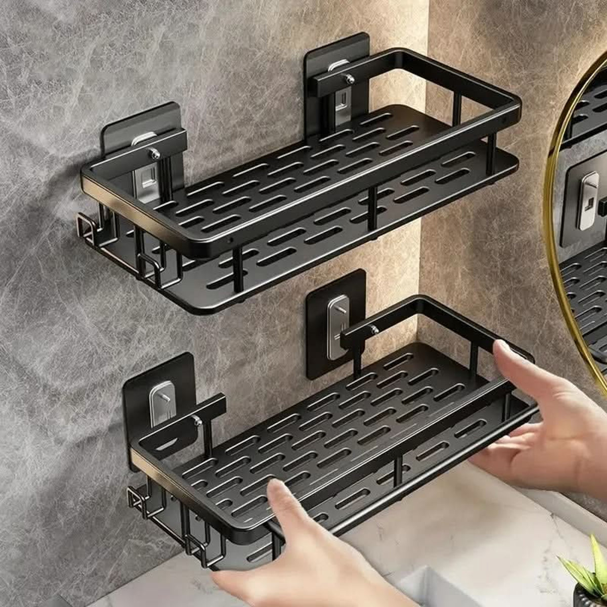 Adhesive Bathroom Shelf Drill-Free Stainless Steel Shower Caddy For Shampoo And Toiletries - Image 6