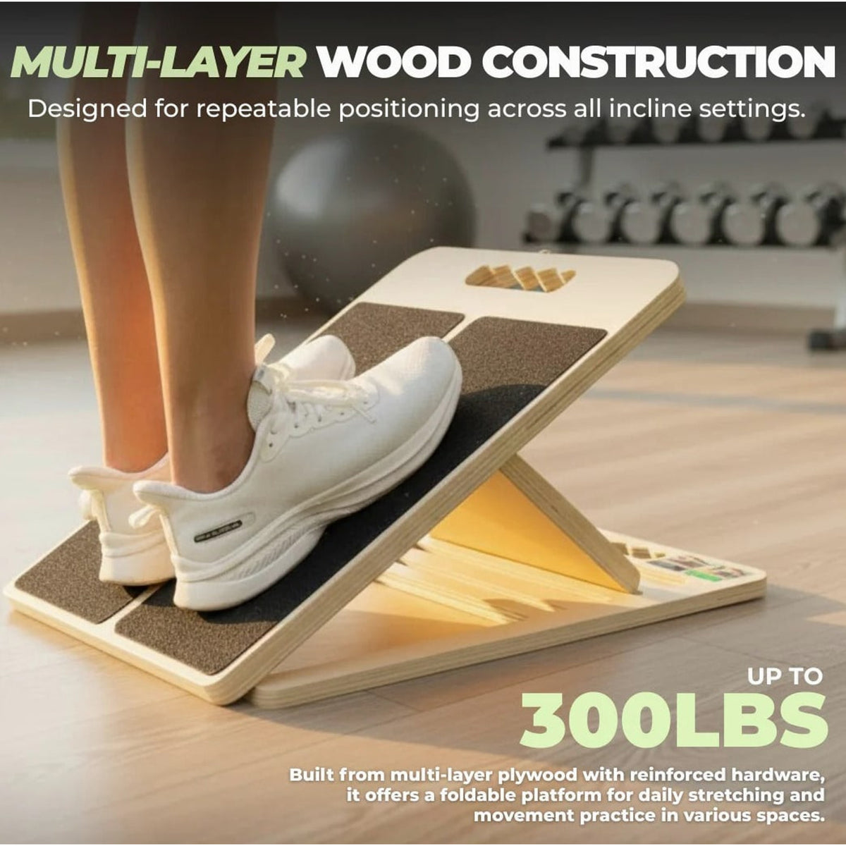 Adjustable Wooden Slant Board For Stretching With Five Locked Incline Settings - Image 9