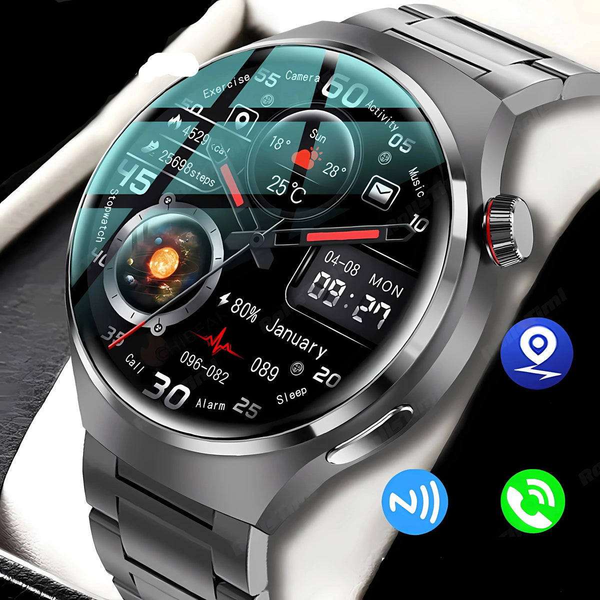 Ares Pro 2024 Smartwatch With NFC GPS Health Monitor And Bluetooth Calling - Image 1