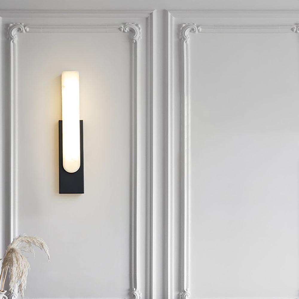 Modern Alabaster Wall Sconce with Brass Frame