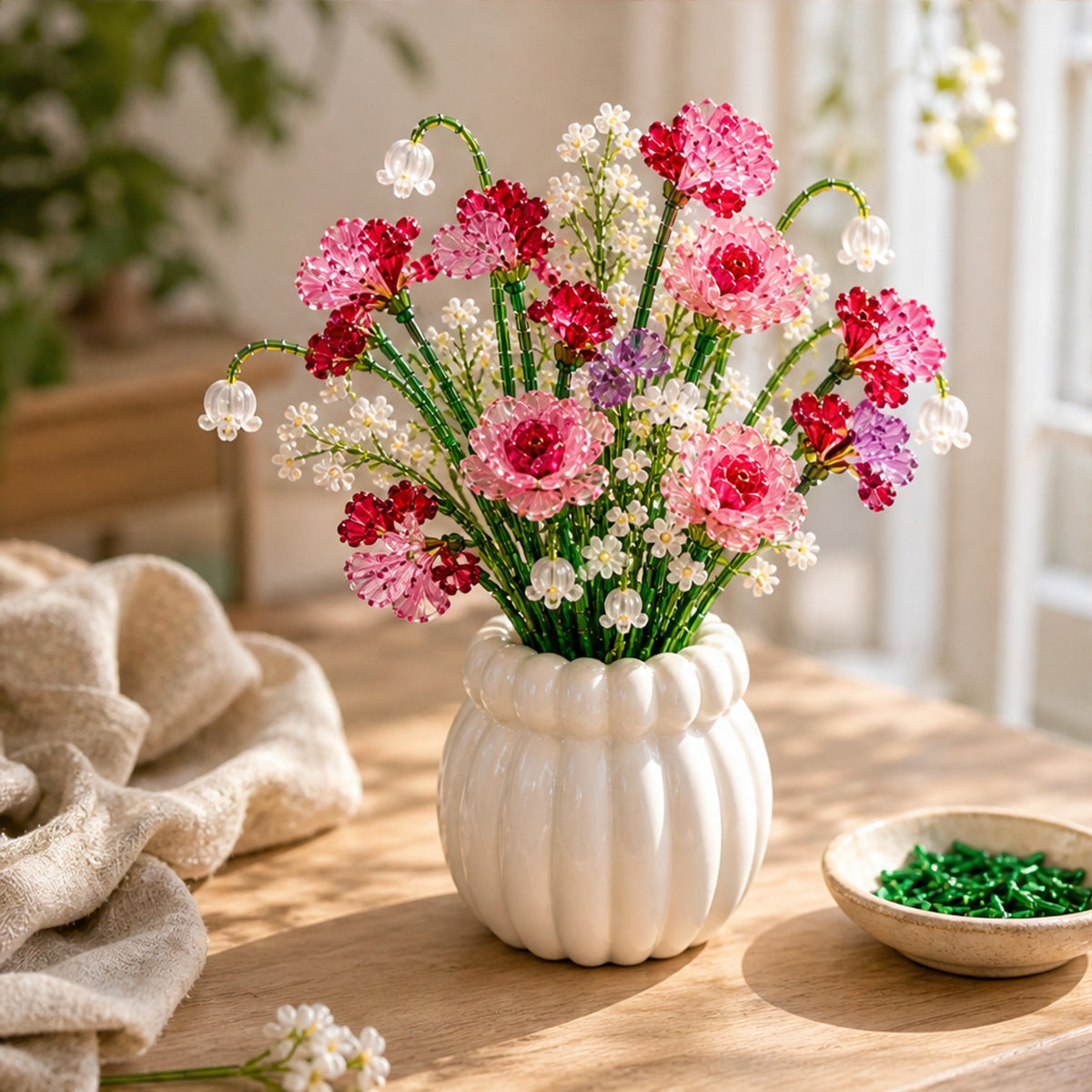 Beaded Flower Craft Kit Handmade Wildflower Bouquet Diy Set - Image 6