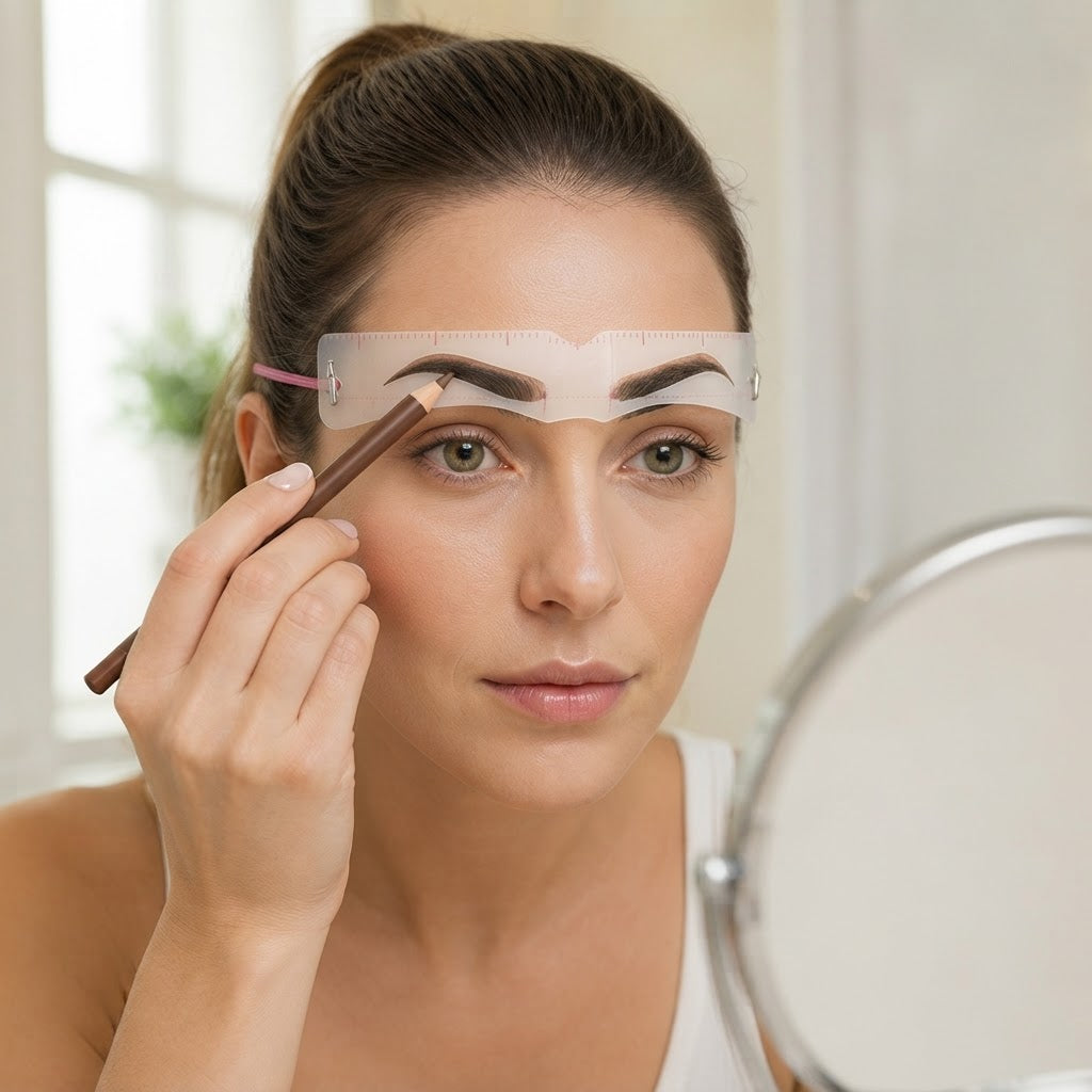 Brow Stencil With Adjustable Strap 12 Shape Templates For Hands-Free Symmetrical Brows - Image 1