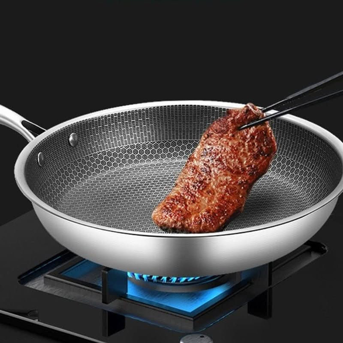 Chefcraft Stainless Steel Non Stick Frying Pan For Effortless Cooking With Cool-Touch Grip - Image 2