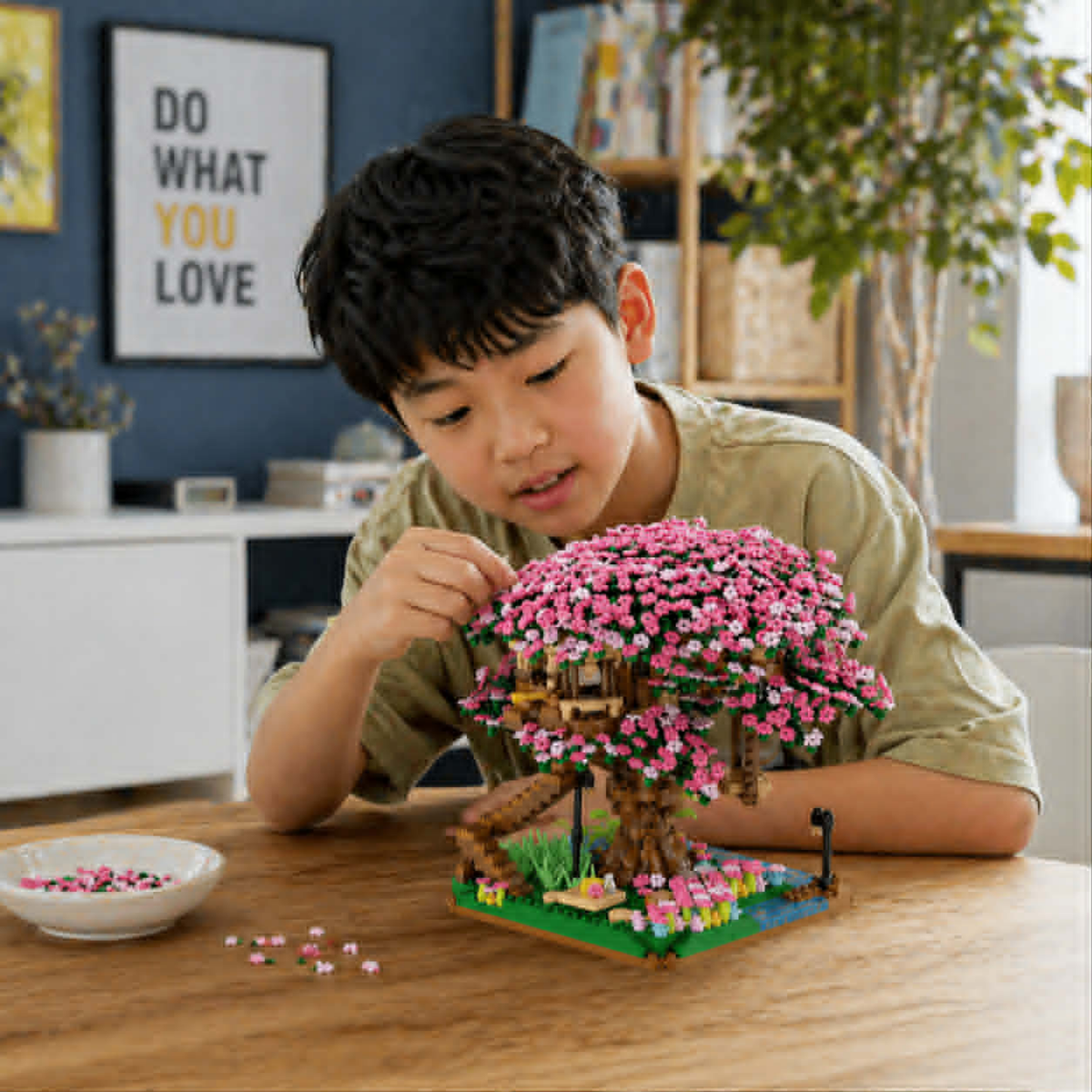Cherry Blossom Tree House Building Blocks Set 2138-Piece Creative Model Kit For Kids And Collectors - Image 5