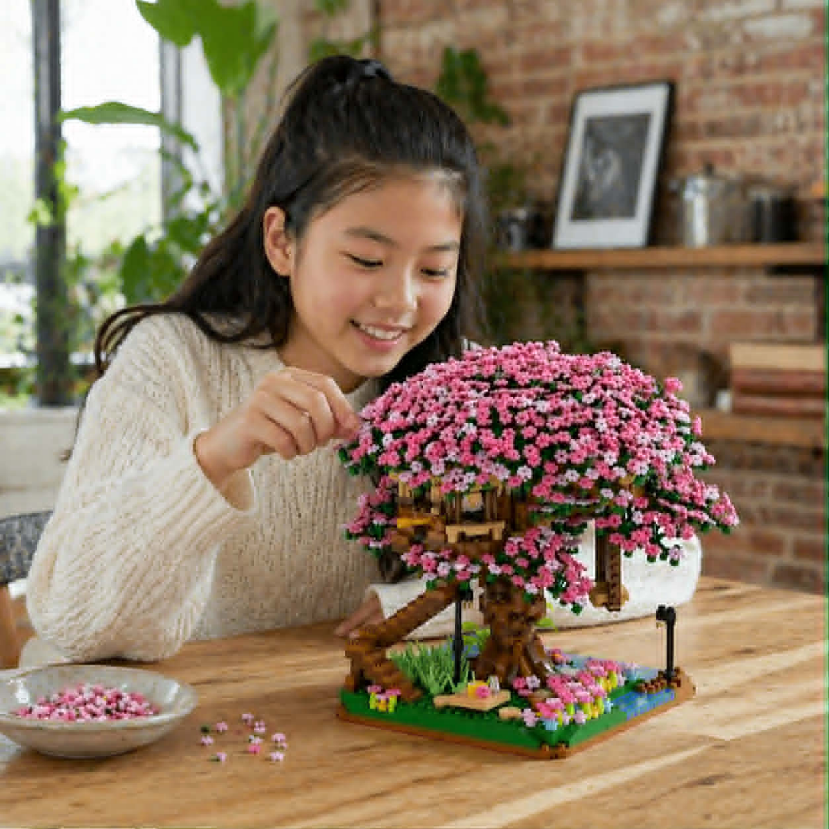 Cherry Blossom Tree House Building Blocks Set 2138-Piece Creative Model Kit For Kids And Collectors - Image 7