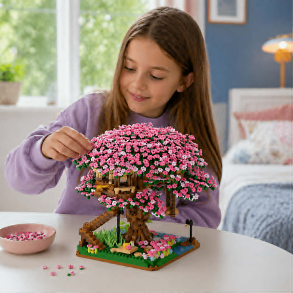 Cherry Blossom Tree House Building Blocks Set 2138-Piece Creative Model Kit For Kids And Collectors - Image 8