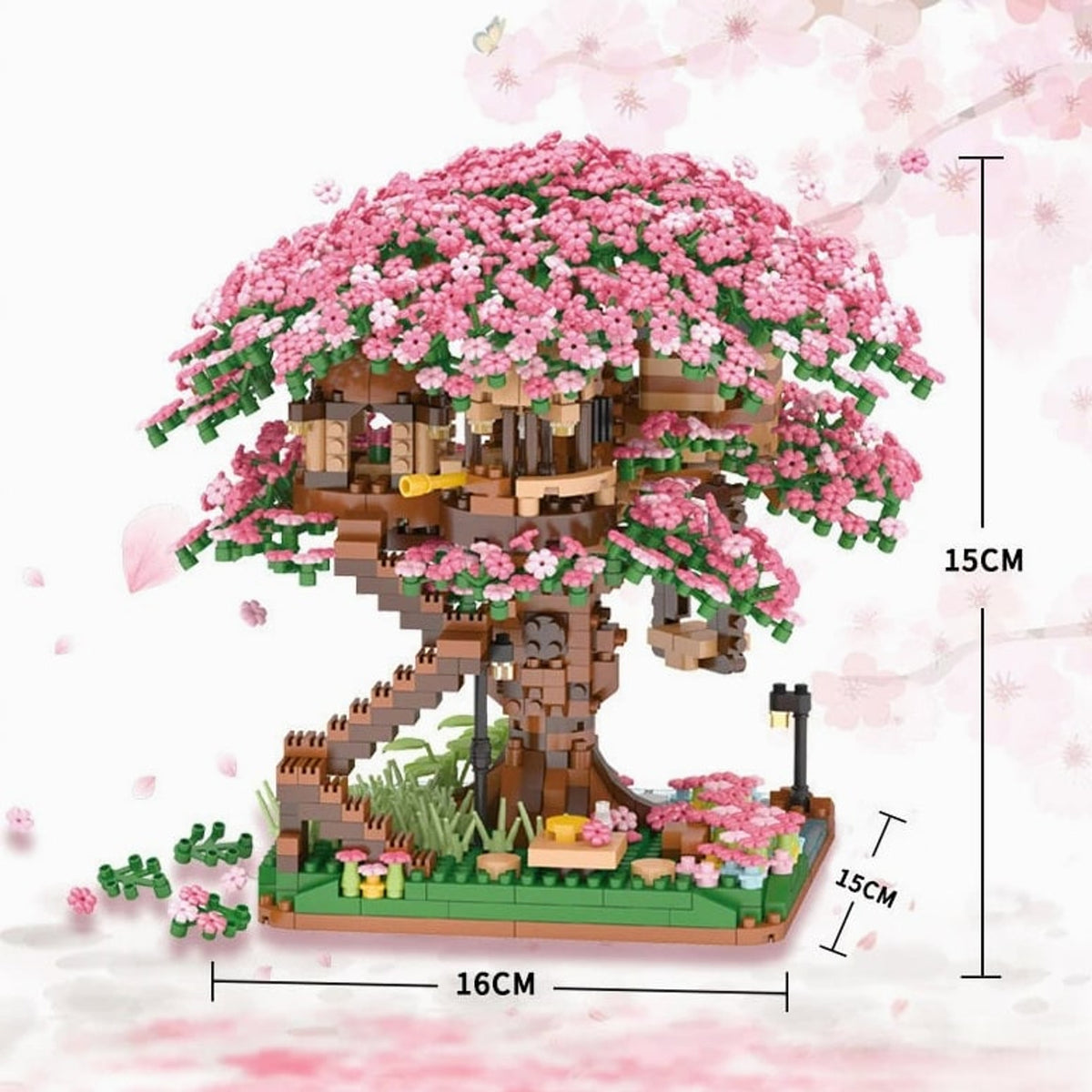 Cherry Blossom Tree House Building Blocks Set 2138-Piece Creative Model Kit For Kids And Collectors - Image 9